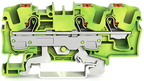 3-conductor ground terminal block with push-button 6 mm² green-yellow