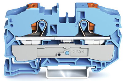 2-conductor through terminal block with push-button 16 mm² blue
