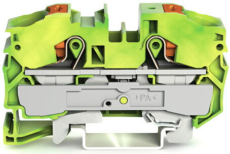 2-conductor ground terminal block with push-button 16 mm² green-yellow