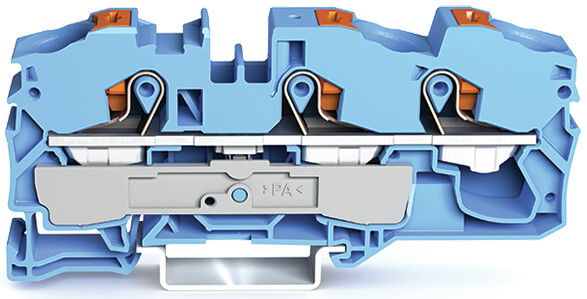 3-conductor through terminal block with push-button 16 mm² blue