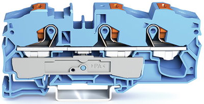 3-conductor through terminal block with push-button 16 mm² blue