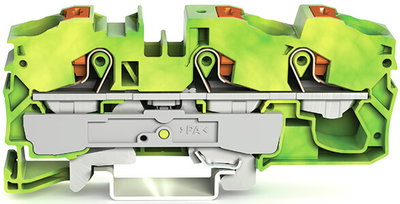 3-conductor ground terminal block with push-button 16 mm² green-yellow