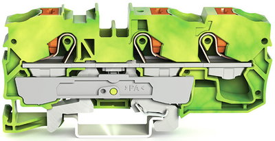 3-conductor ground terminal block with push-button 10 mm² green-yellow