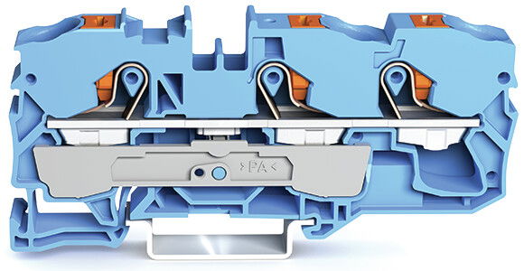 3-conductor through terminal block with push-button 10 mm² blue