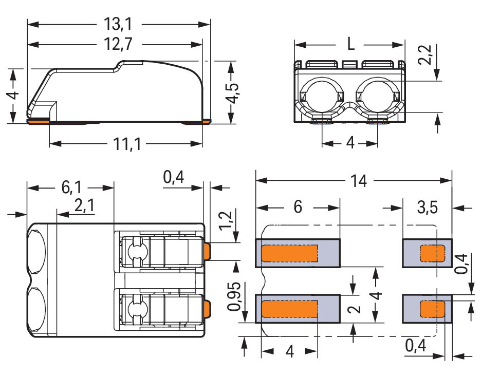 SMD PCB terminal block push-button 0.75 mm² white – Image 3 of 3