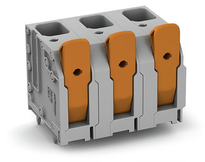 PCB terminal block lever 16 mm² gray