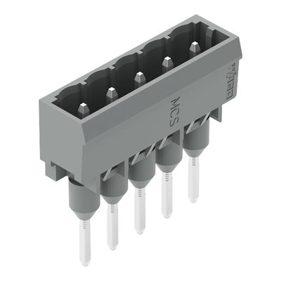 Male connector for rail-mount terminal blocks 1.2 x 1.2 mm pins straight gray