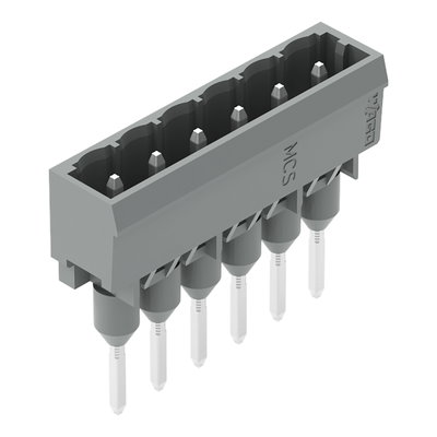 Male connector for rail-mount terminal blocks 1.2 x 1.2 mm pins straight gray