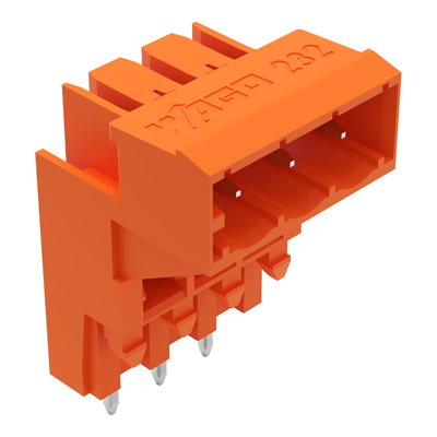 THT male header for double-deck assembly 1.0 x 1.0 mm solder pin angled orange