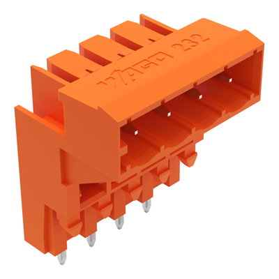 THT male header for double-deck assembly 1.0 x 1.0 mm solder pin angled orange