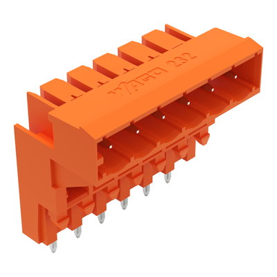 THT male header for double-deck assembly 1.0 x 1.0 mm solder pin angled orange