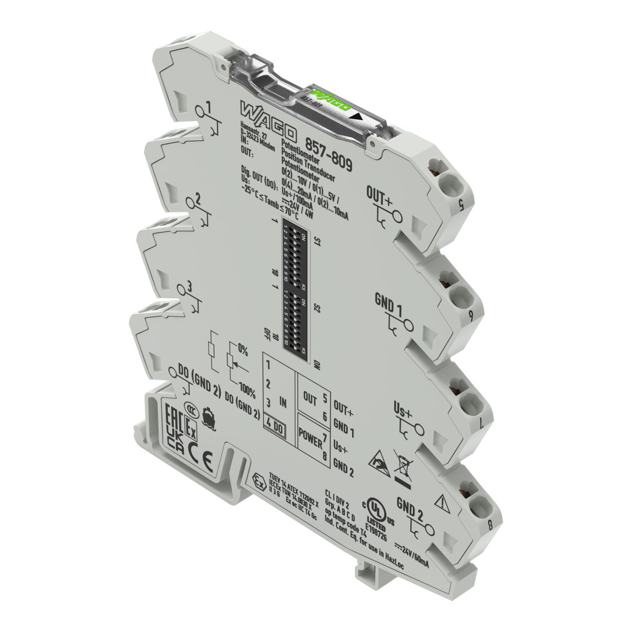 Potentiometer signal conditioner Current and voltage output signal Digital output