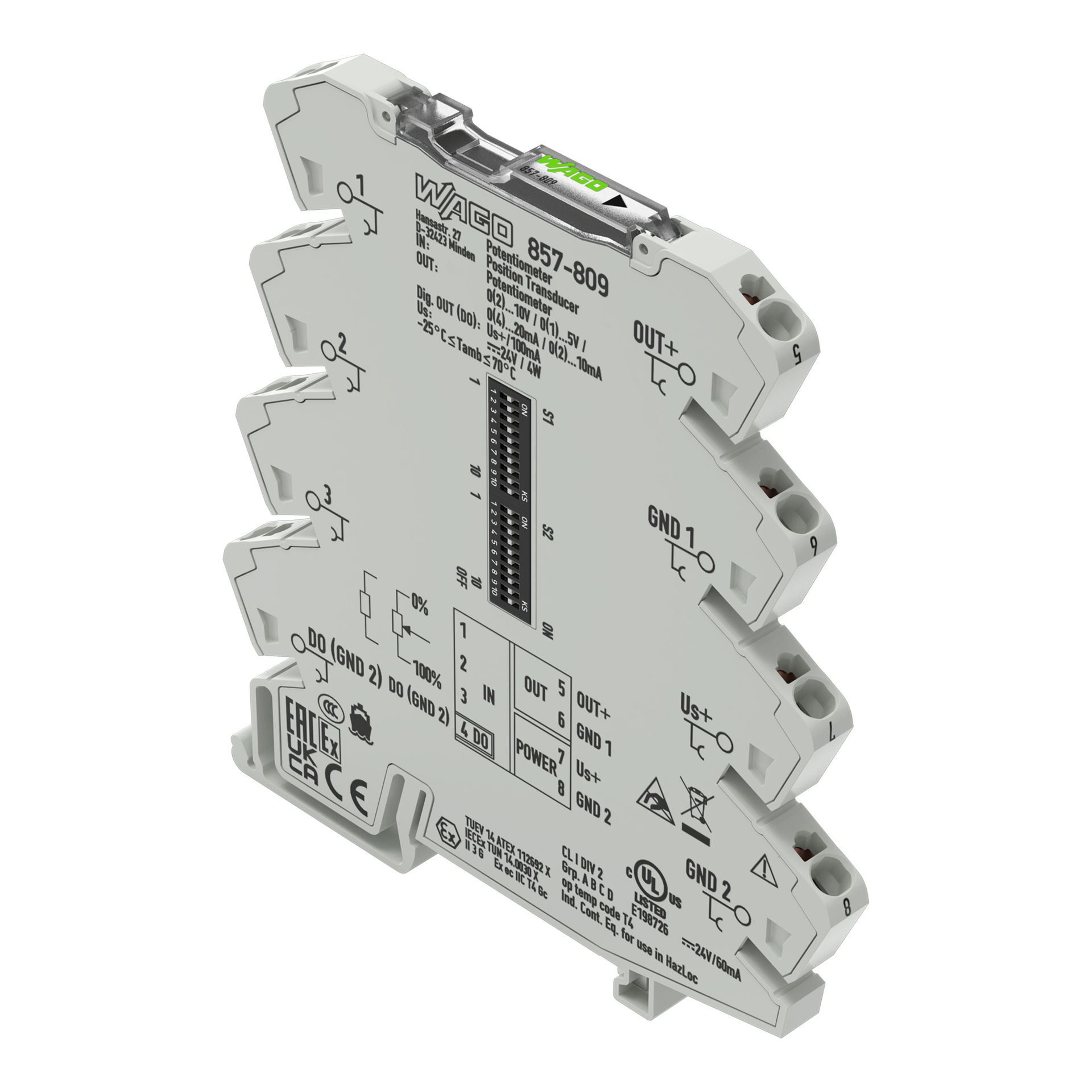 Potentiometer signal conditioner Current and voltage output signal Digital output