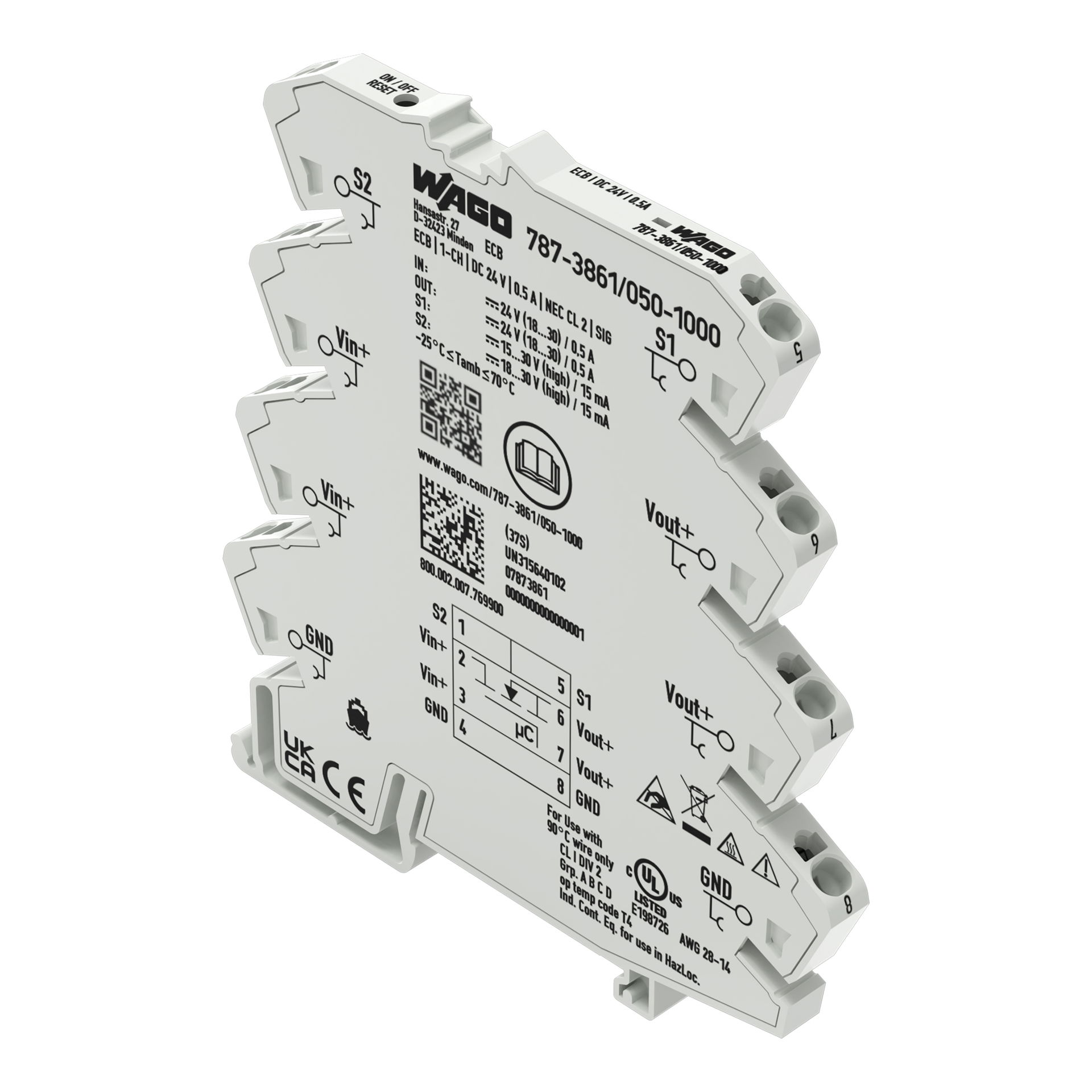 Electronic circuit breaker 1-channel 24 VDC input voltage