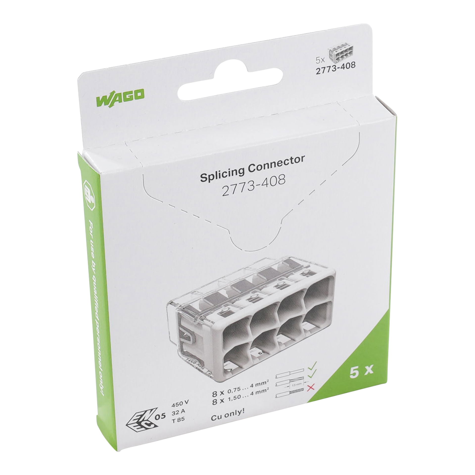 PUSH WIRE® splicing connector for solid and stranded conductors max. 4 mm² transparent