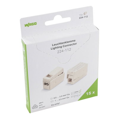 2-conductor lighting connector push-button on lighting side Lighting side: for all conductor types white