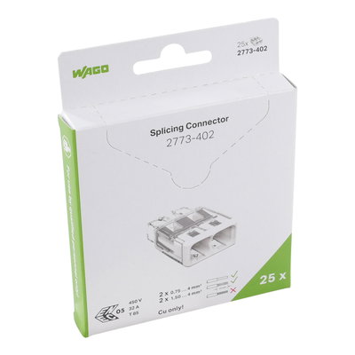 PUSH WIRE® splicing connector for solid and stranded conductors max. 4 mm² transparent