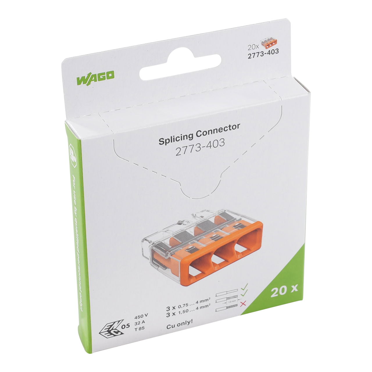 PUSH WIRE® splicing connector for solid and stranded conductors max. 4 mm² transparent