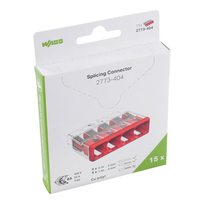 PUSH WIRE® splicing connector for solid and stranded conductors max. 4 mm² transparent