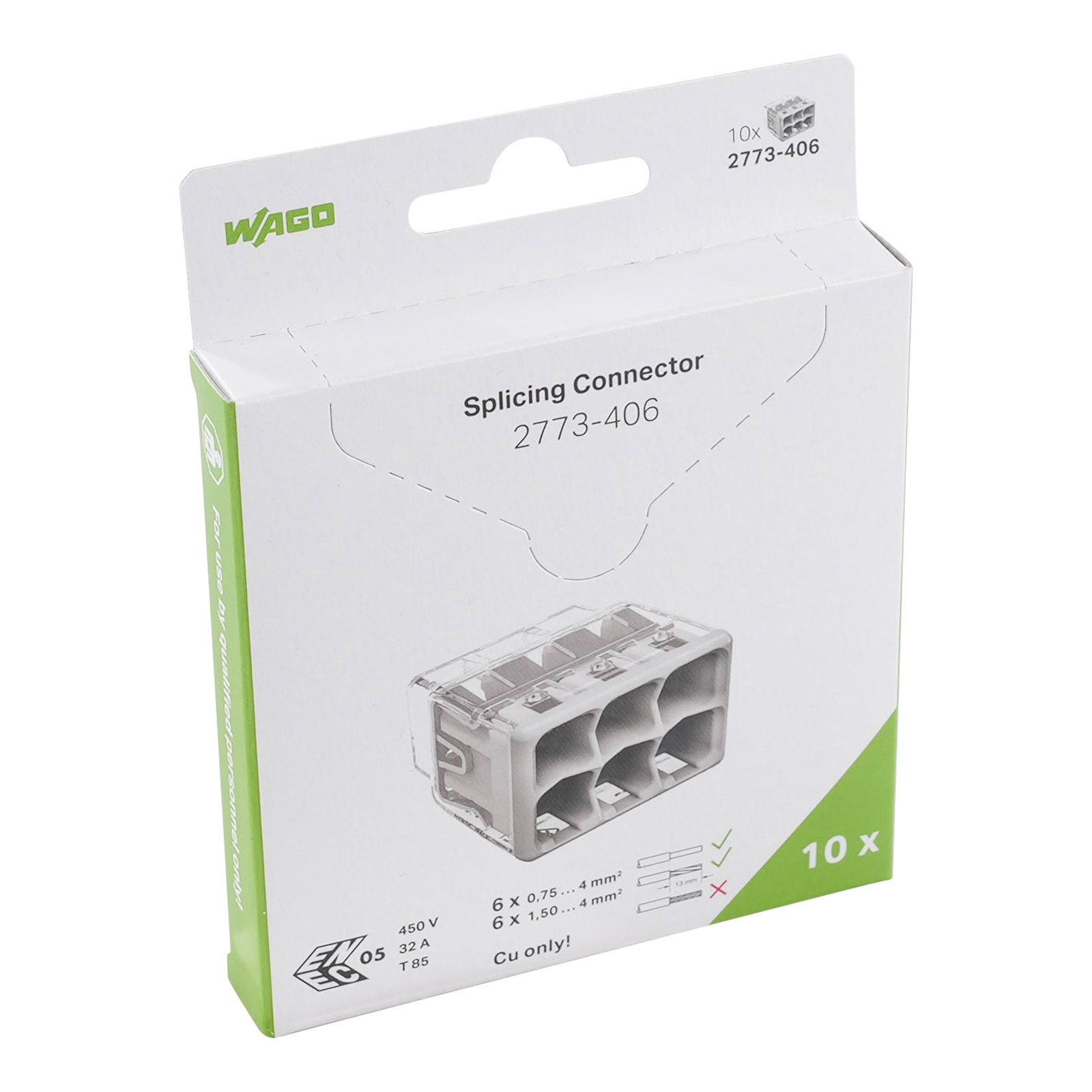 PUSH WIRE® splicing connector for solid and stranded conductors max. 4 mm² transparent