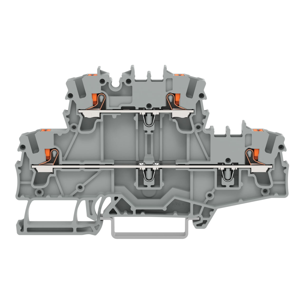 Double-deck terminal block with push-button Through/through terminal block gray