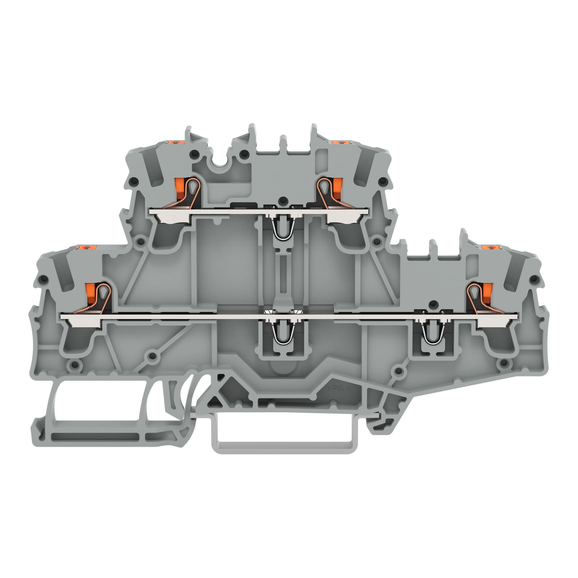 Double-deck terminal block with push-button Through/through terminal block gray