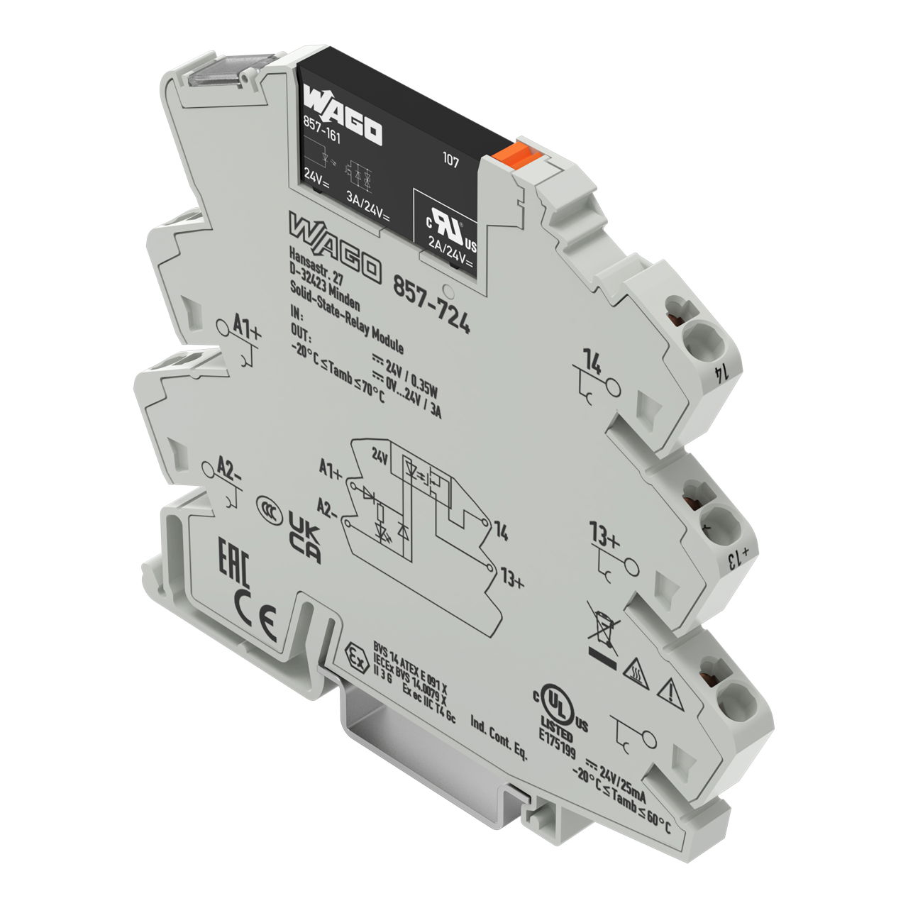 Solid-state relay module Nominal input voltage: 24 VDC Output voltage range: 0 … 24 VDC gray