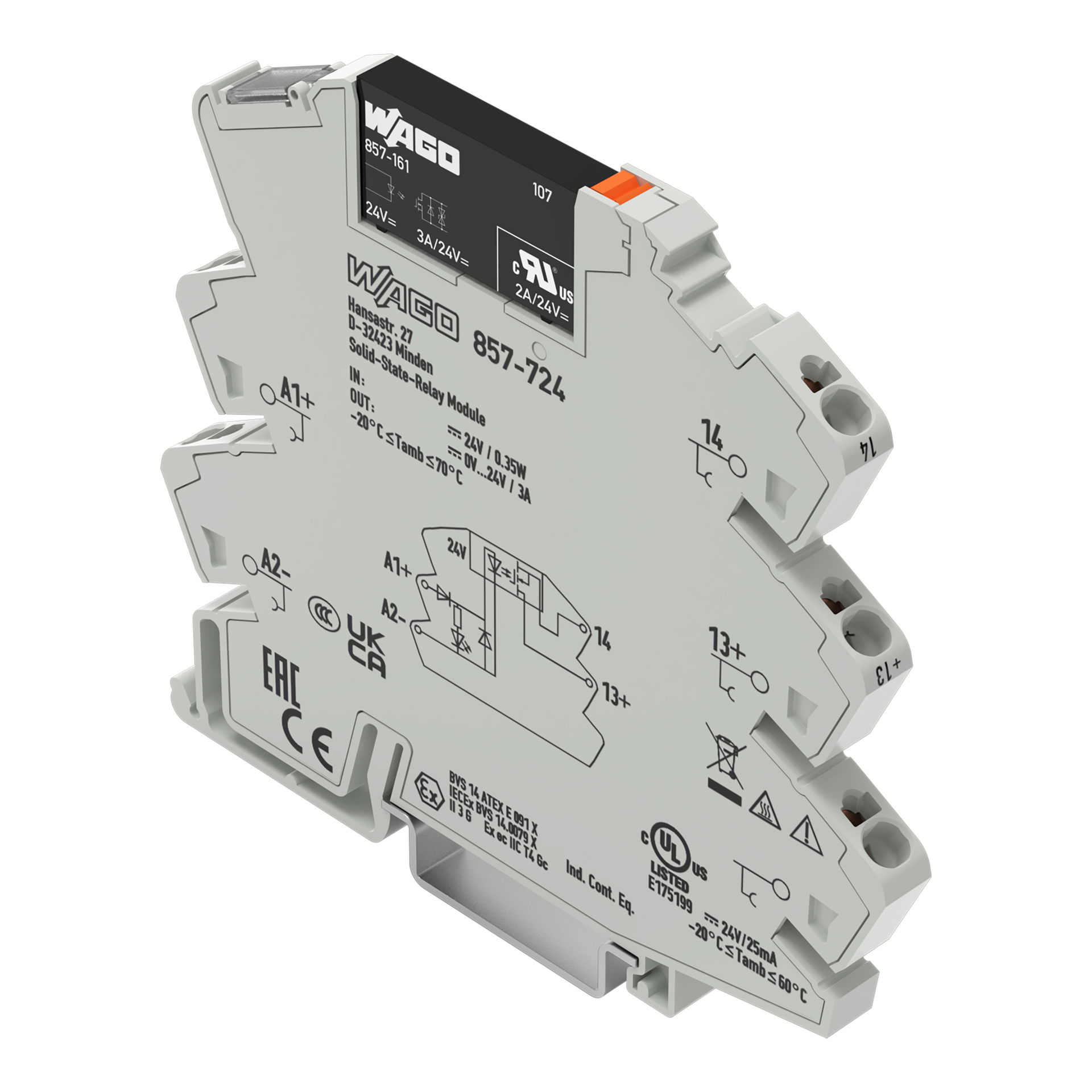Solid-state relay module Nominal input voltage: 24 VDC Output voltage range: 0 … 24 VDC gray