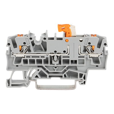 2-conductor disconnect/test terminal block with push-button with test option gray