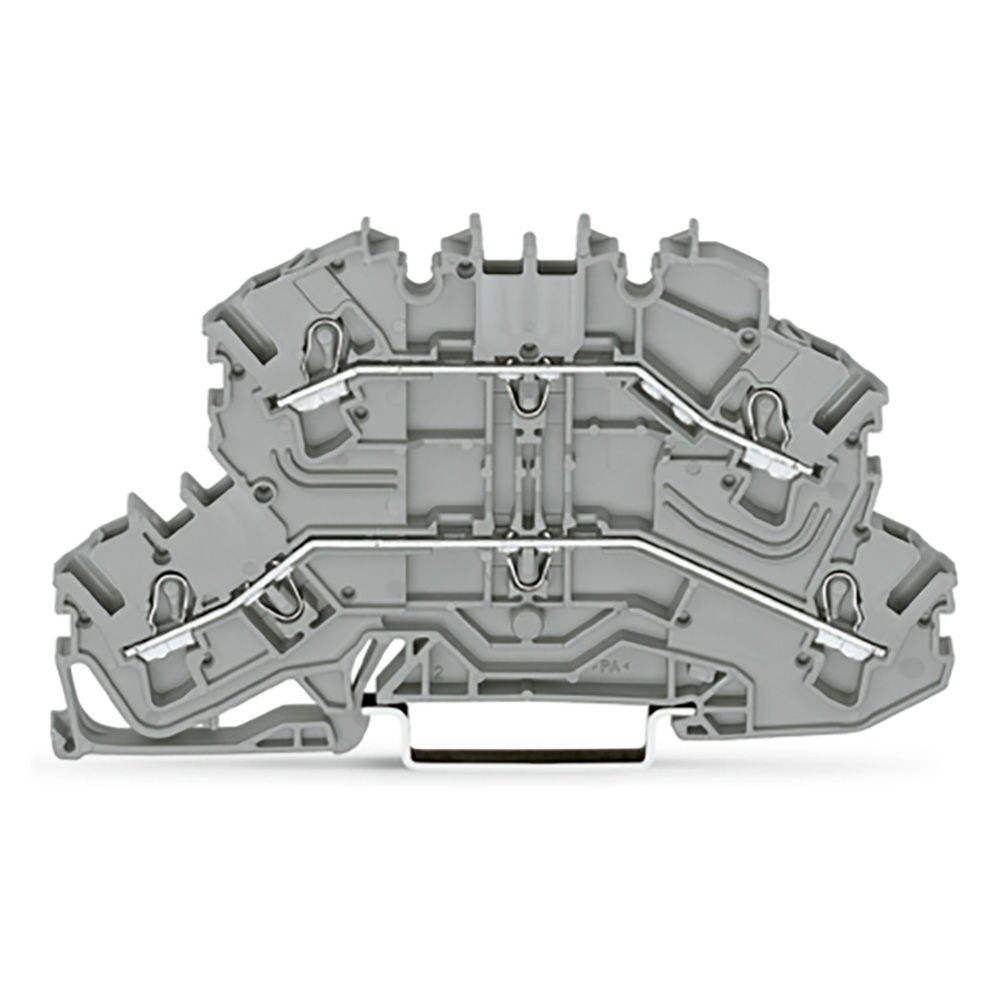 Double-deck terminal block Through/through terminal block same profile as double-deck disconnect terminal block gray