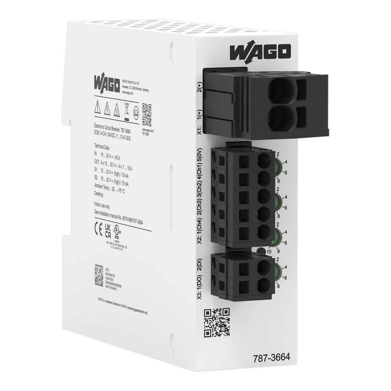 Electronic circuit breaker 4-channel 24 VDC input voltage