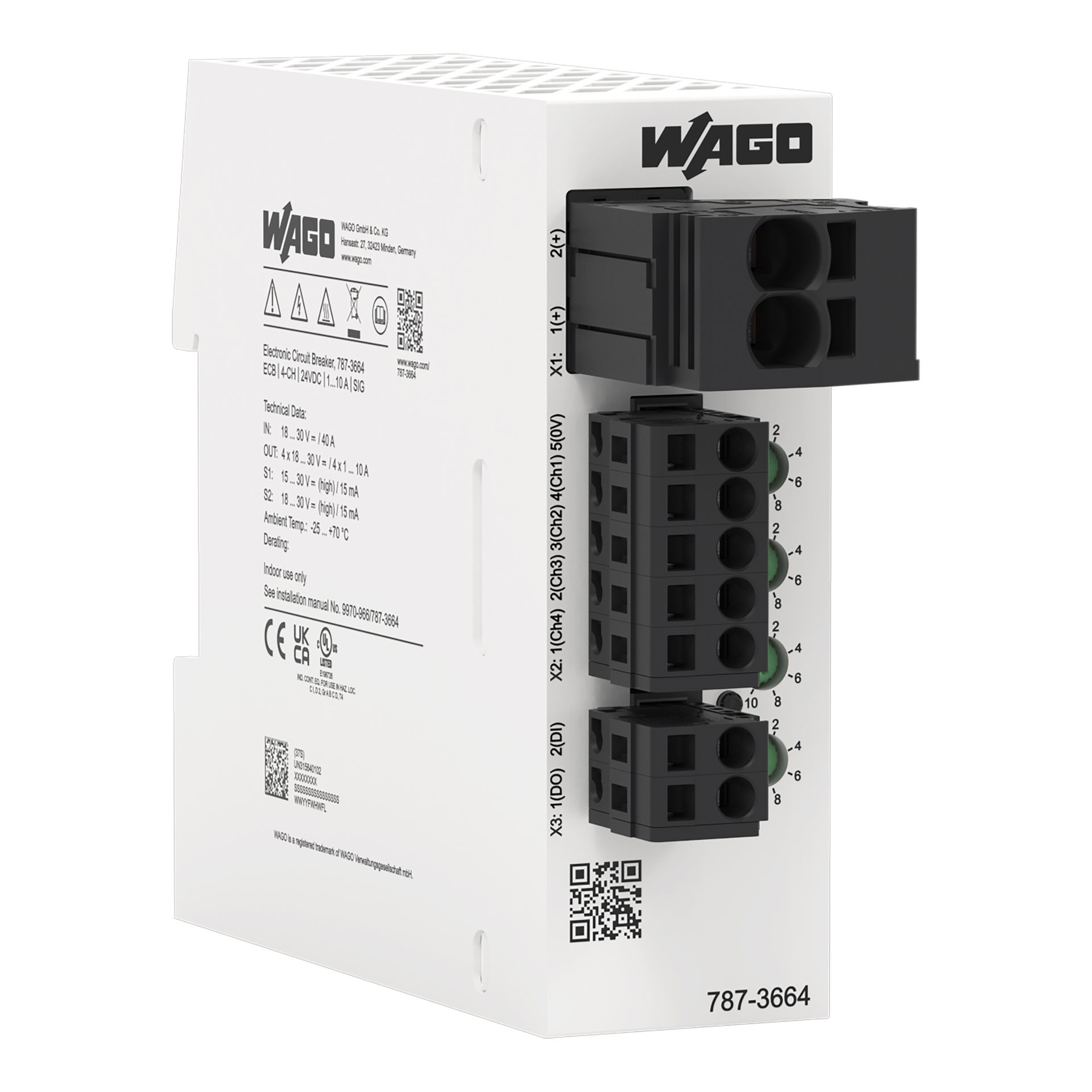 Electronic circuit breaker 4-channel 24 VDC input voltage