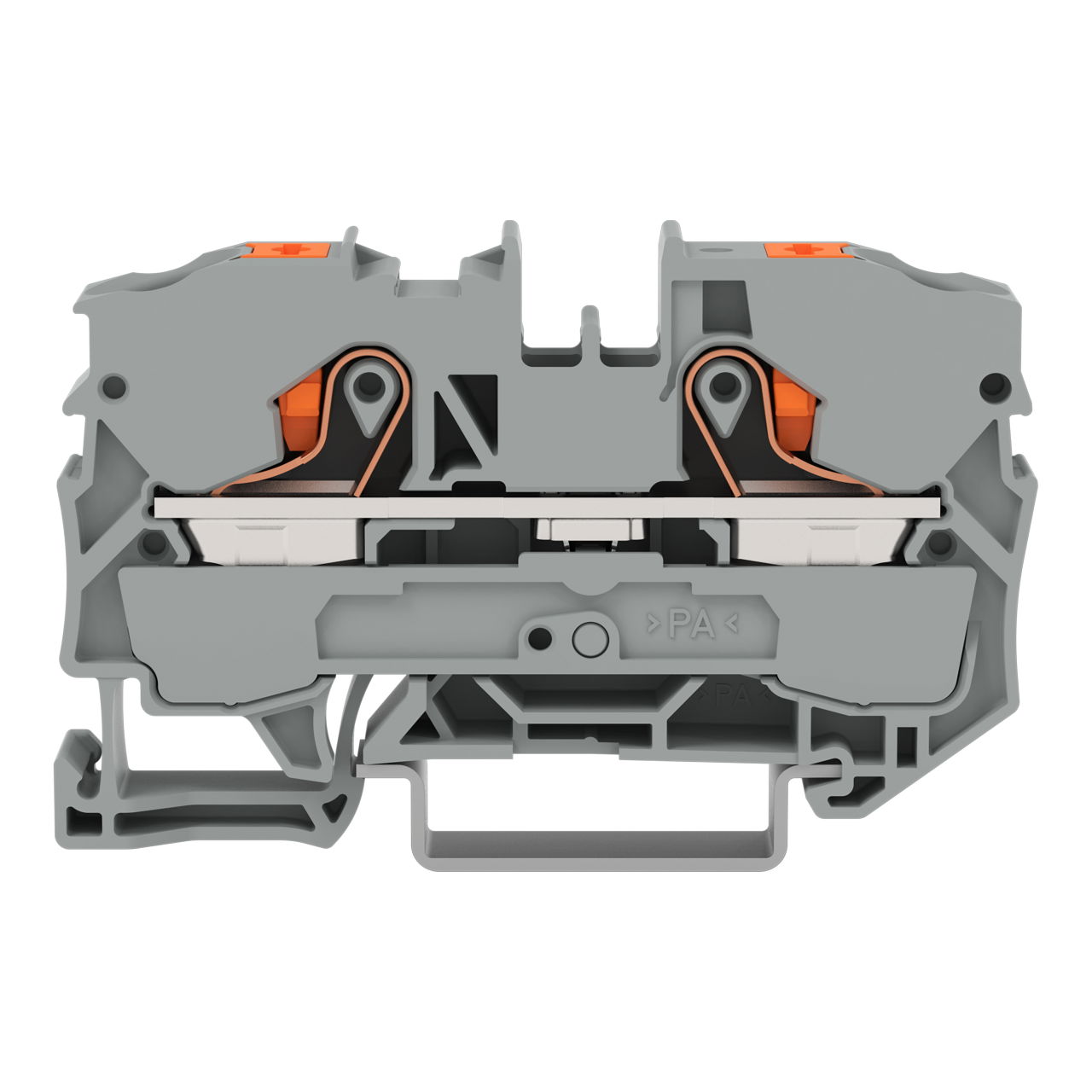 2-conductor through terminal block with push-button 10 mm² gray