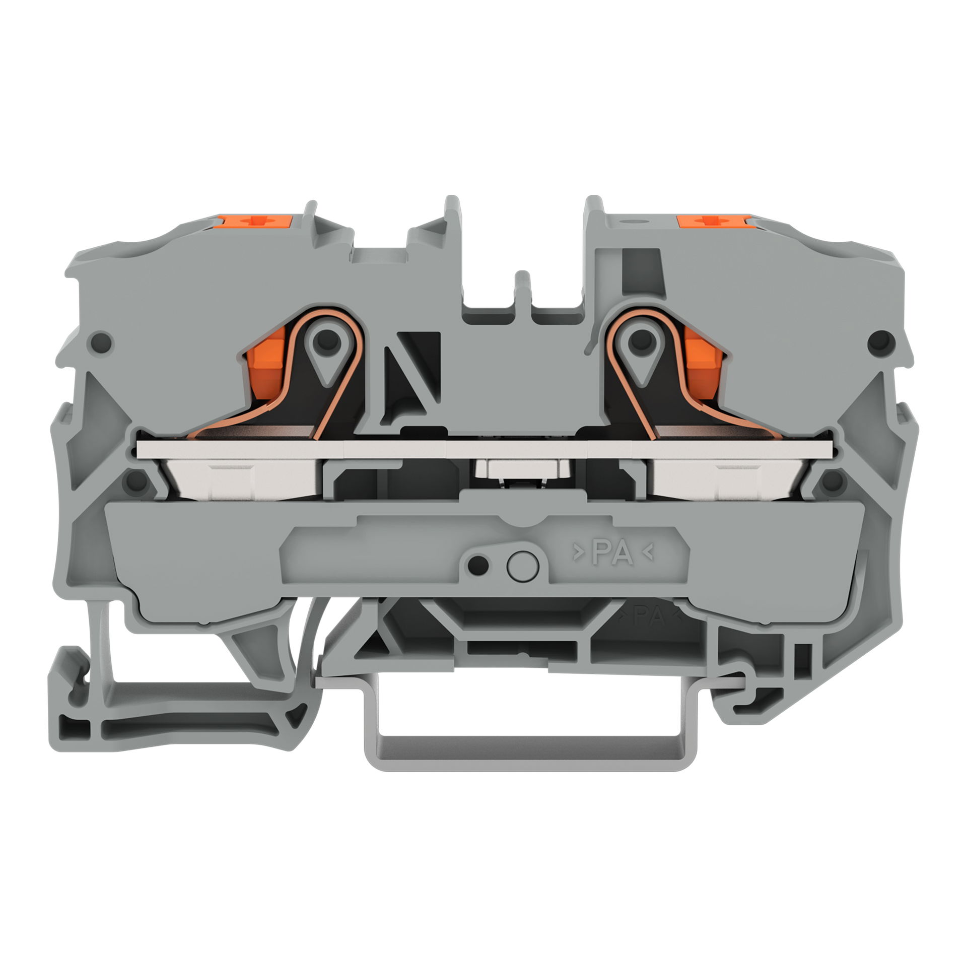 2-conductor through terminal block with push-button 10 mm² gray