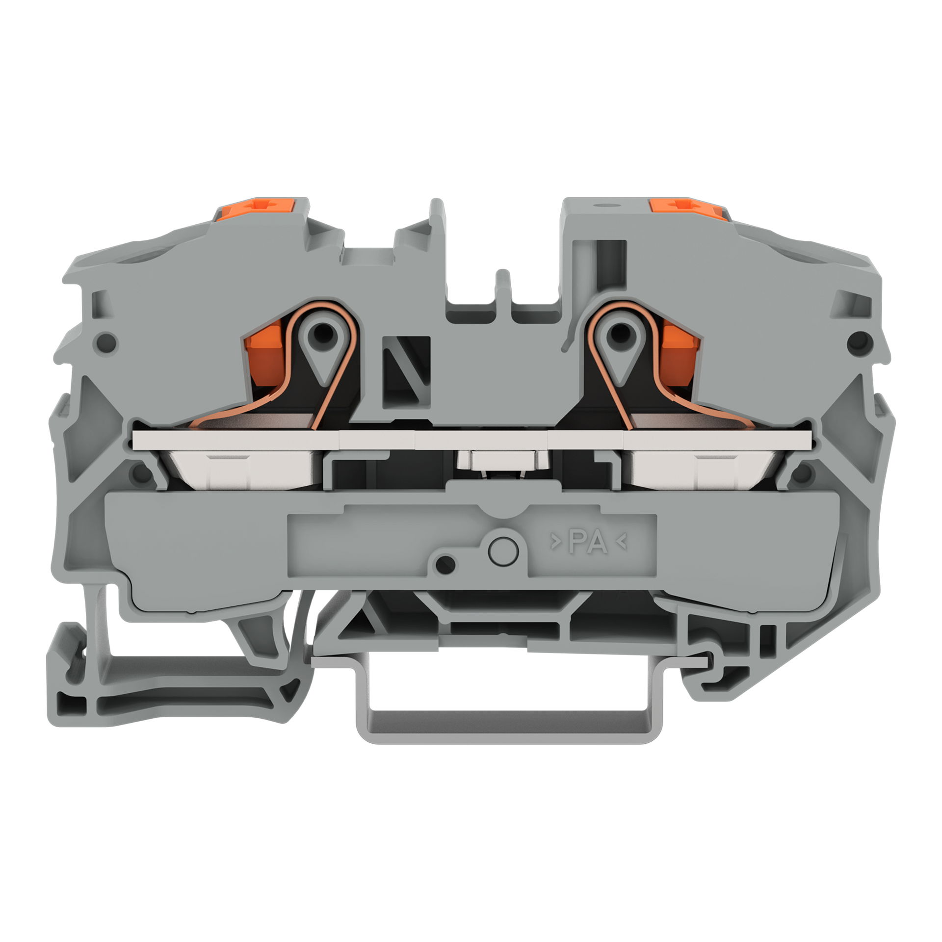 2-conductor through terminal block with push-button 16 mm² gray