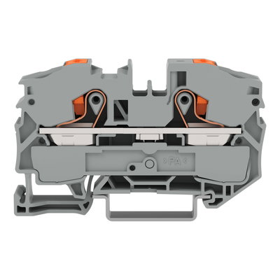2-conductor through terminal block with push-button 16 mm² gray