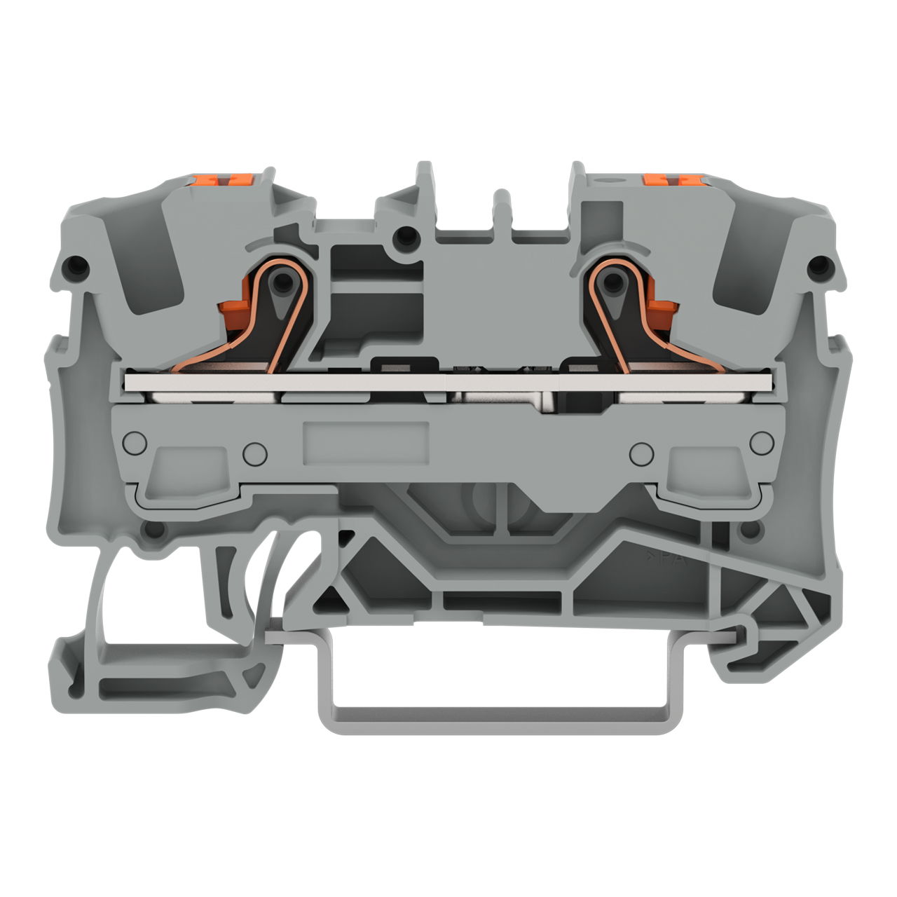2-conductor through terminal block with push-button 6 mm² gray