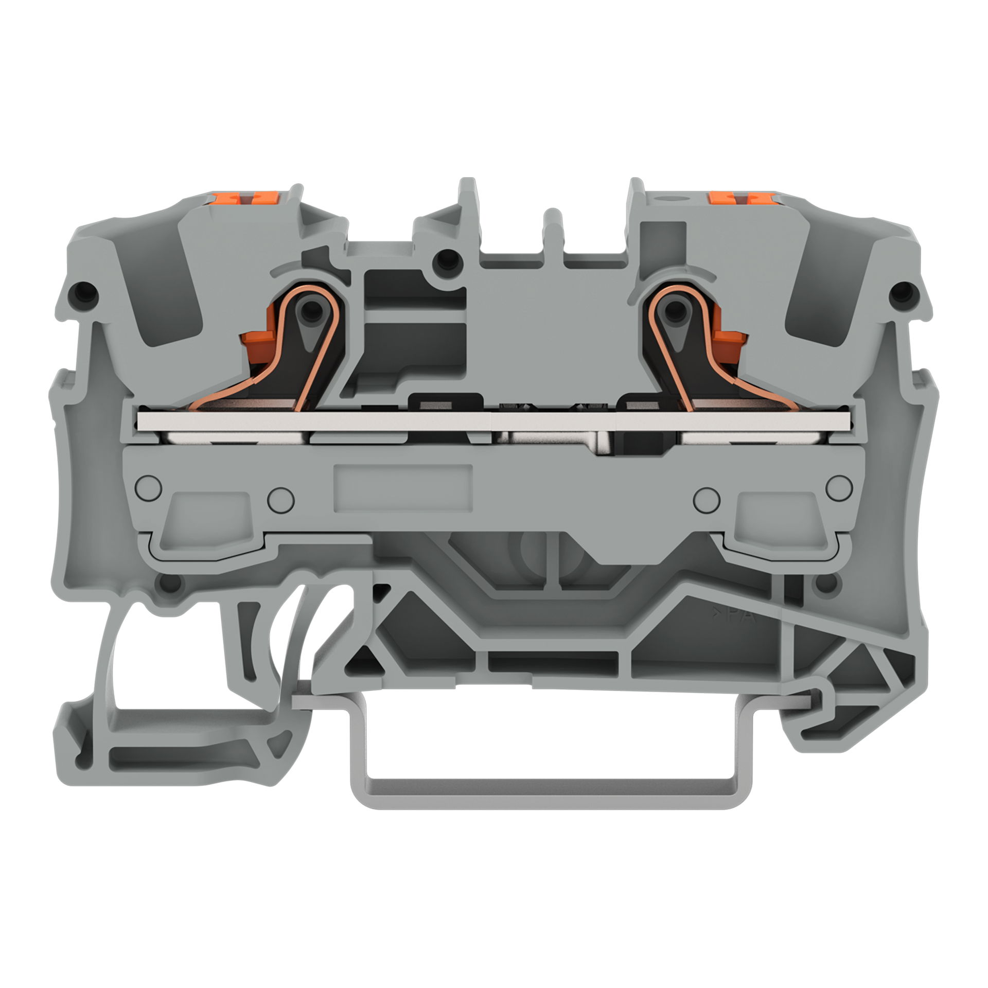 2-conductor through terminal block with push-button 6 mm² gray