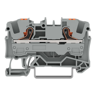 2-conductor through terminal block with push-button 6 mm² gray