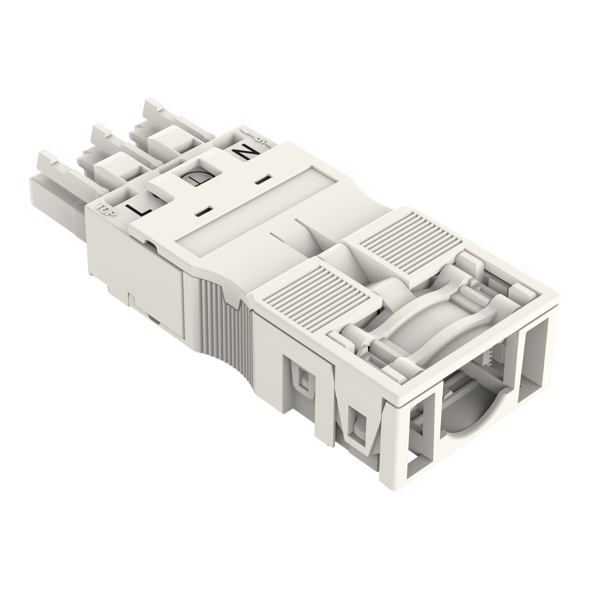 Socket with strain relief housing 3-pole white