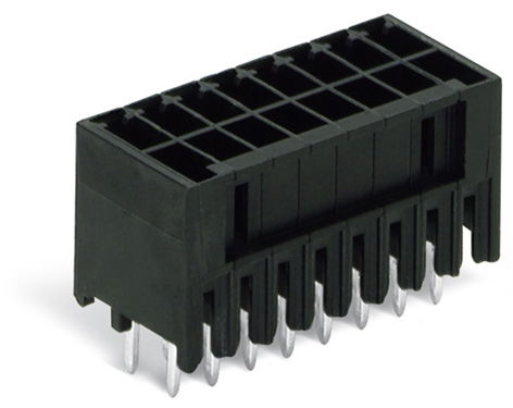 THT male header, 2-row 0.8 x 0.8 mm solder pin straight black