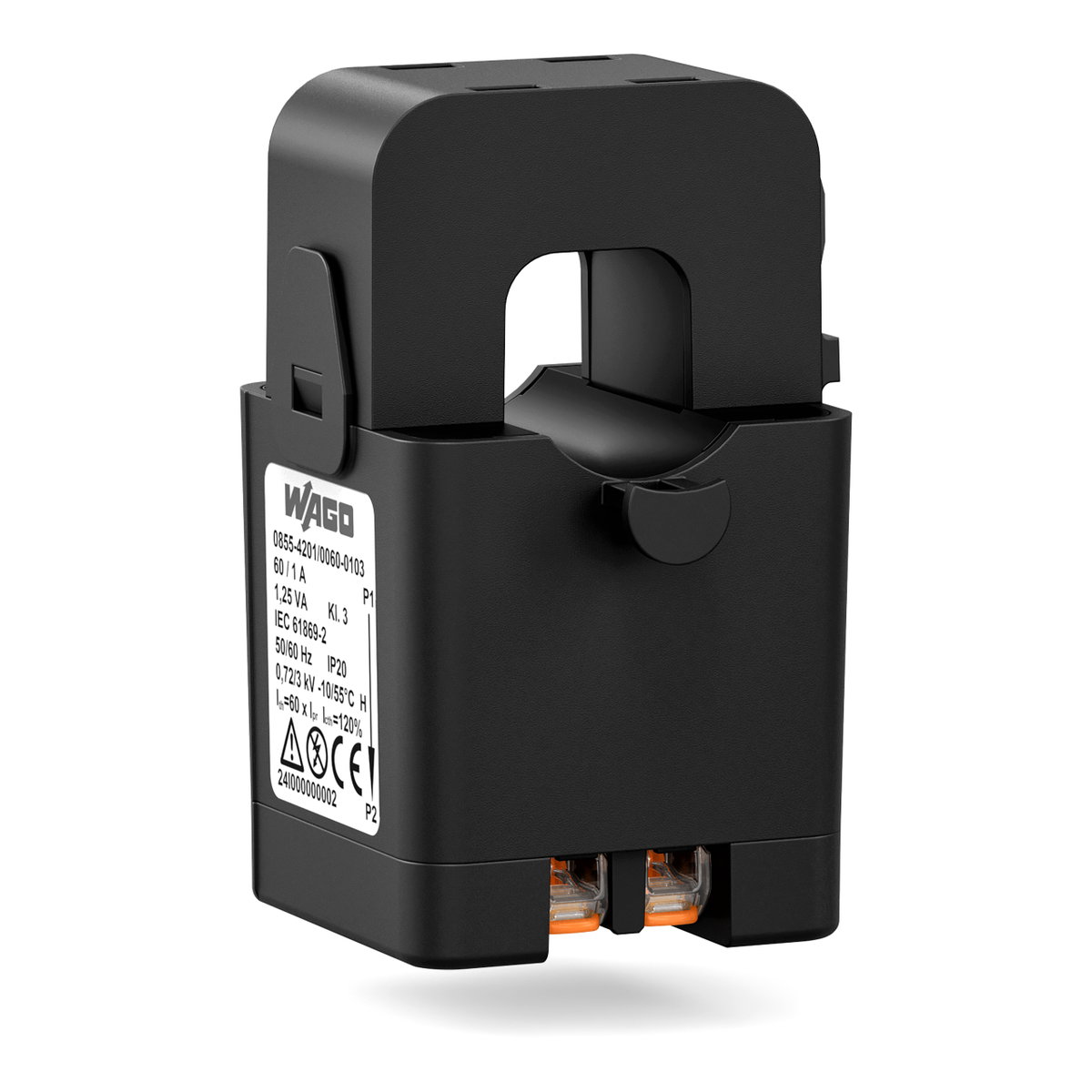 Split-core current transformer Primary rated current: 60 A Voltage output signal 333 mV