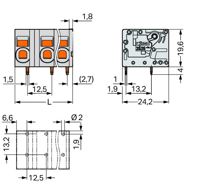 PCB terminal block 6 mm² Pin spacing 12.5 mm gray – Image 2 of 2