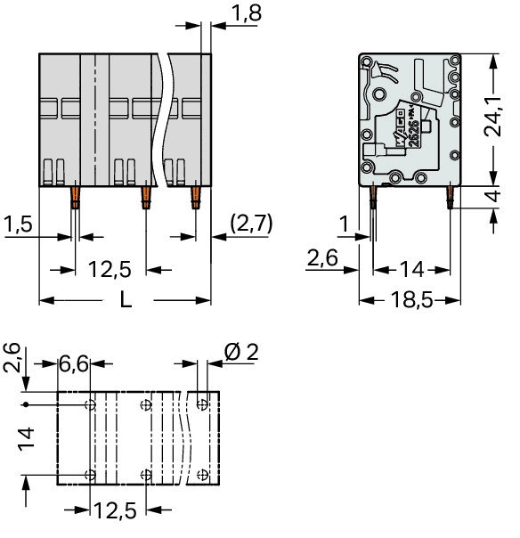 PCB terminal block 6 mm² Pin spacing 12.5 mm gray – Image 2 of 2