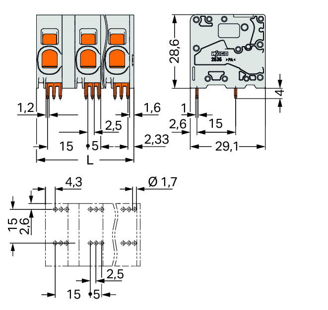 PCB terminal block 16 mm² Pin spacing 15 mm gray – Image 2 of 2