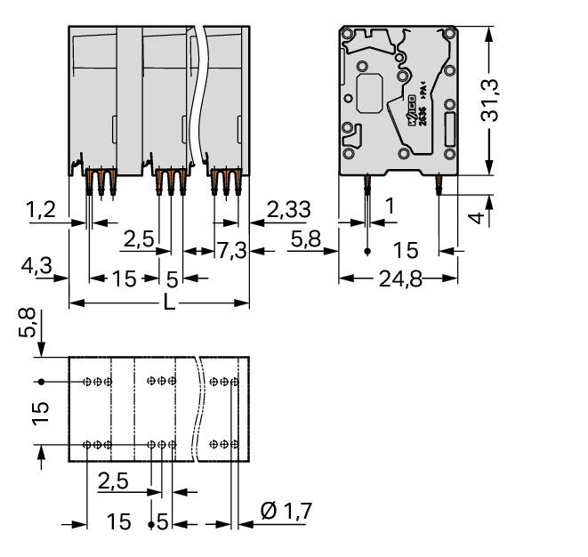 PCB terminal block 16 mm² Pin spacing 15 mm gray – Image 2 of 2