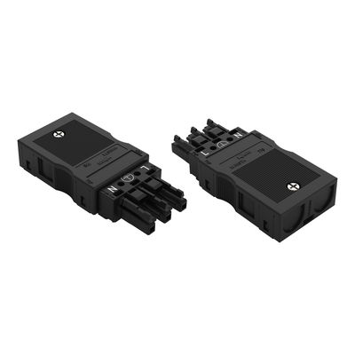 Plug with strain relief housing 3-pole black