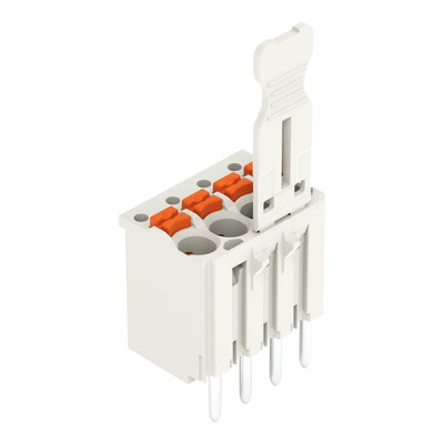 1-conductor THT female connector straight push-button Push-in CAGE CLAMP® light gray