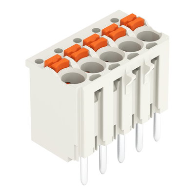 1-conductor THT female connector straight push-button Push-in CAGE CLAMP® light gray