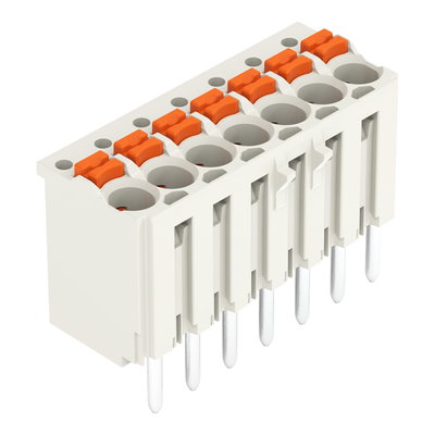 1-conductor THT female connector straight push-button Push-in CAGE CLAMP® light gray